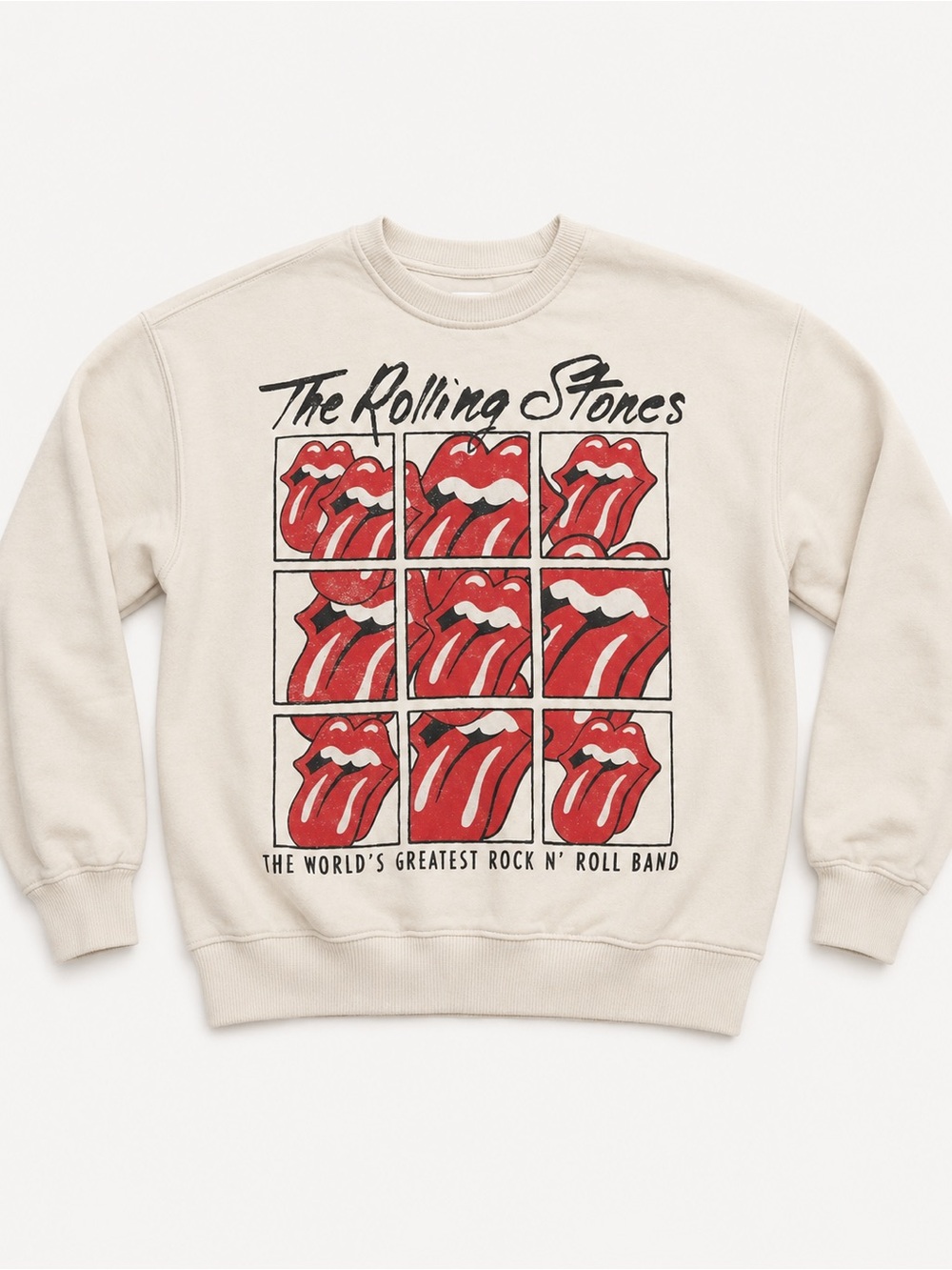Zara Cream Crewneck Sweatshirt with Red Graphic